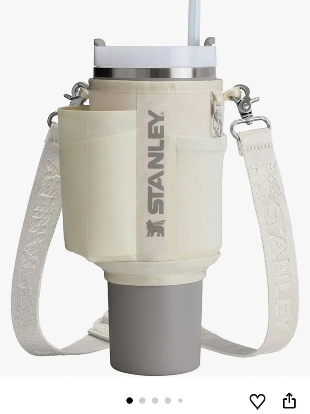 Stanley Cream Insulated Tumbler Sling Carrier with Pockets